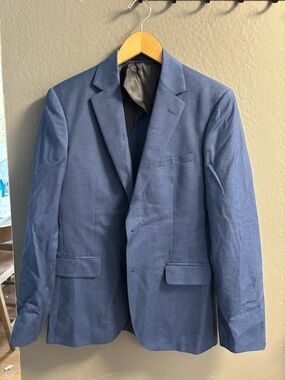 Reiss Blazer Mens 38 Blue 2 Button Wool Sport Coat Jacket Adult 2 Button